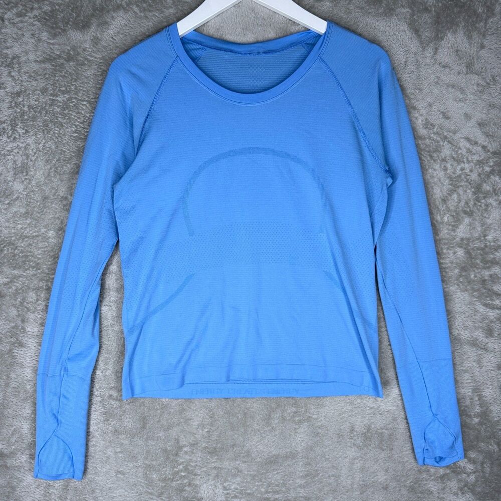 Lululemon Swiftly Tech 2.0 Shirt Womens 10 Long Sleeve Race Length Light Blue